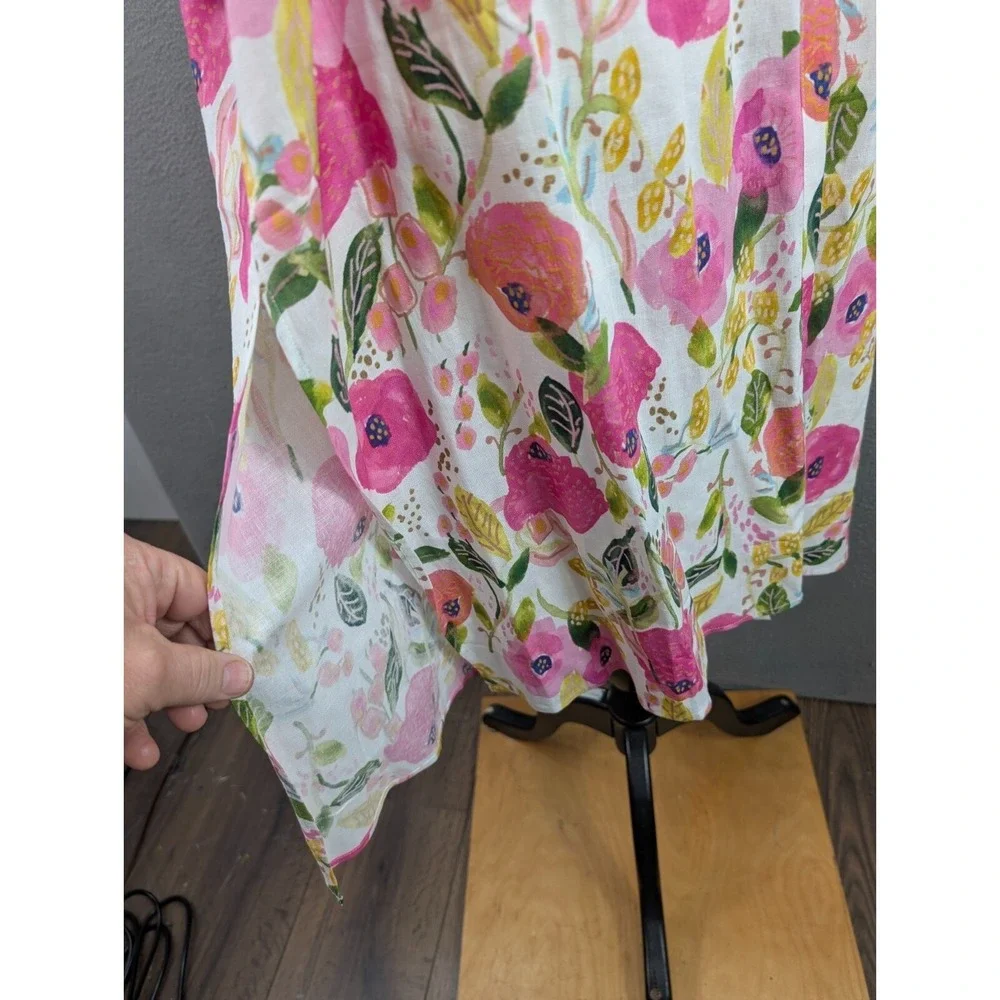 Charlie Paige x Suzanne Allard Cover Up Linen Blend Pink Floral Boho One Size‎